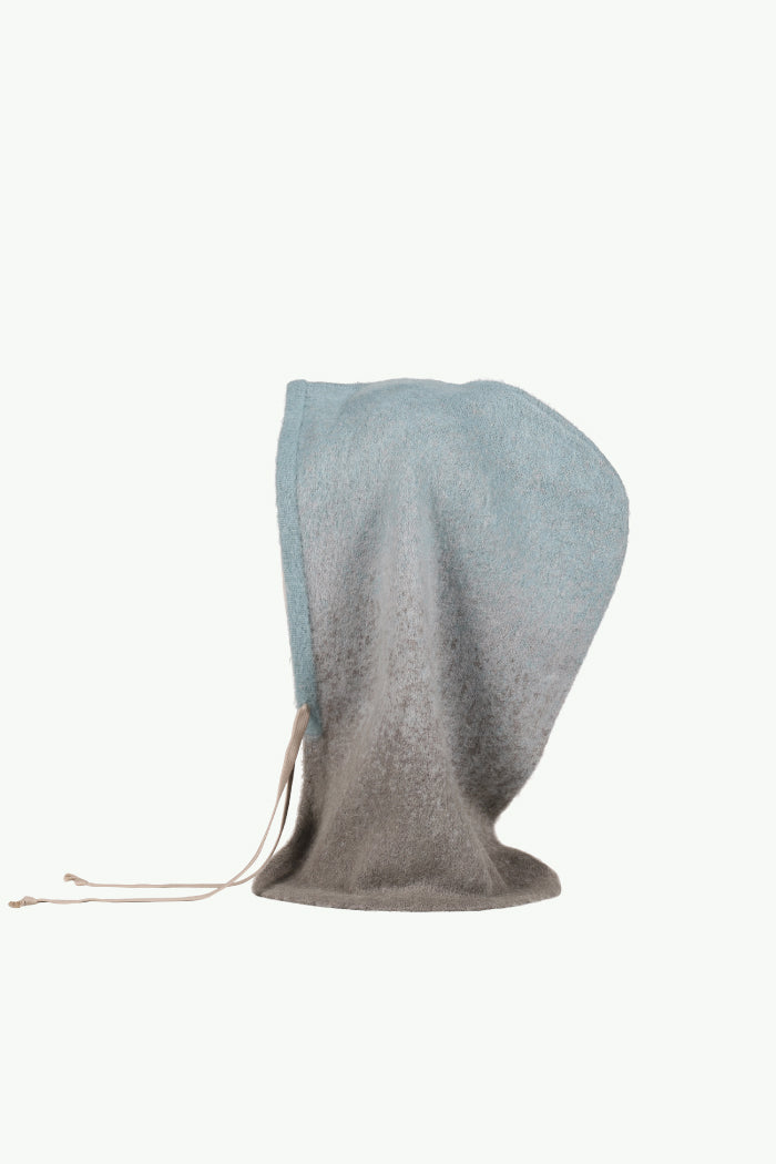 MOHAIR KNIT HOOD BALACLAVA / BLU GRY