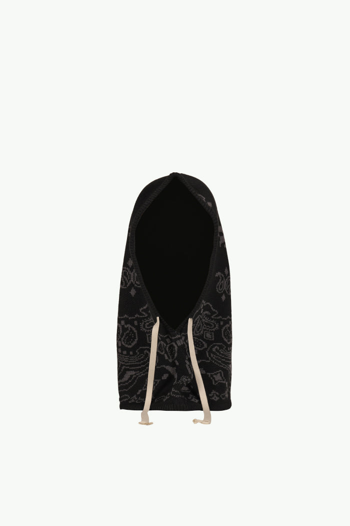 PAISLEY KNIT HOOD BALACLAVA / BLK GRY