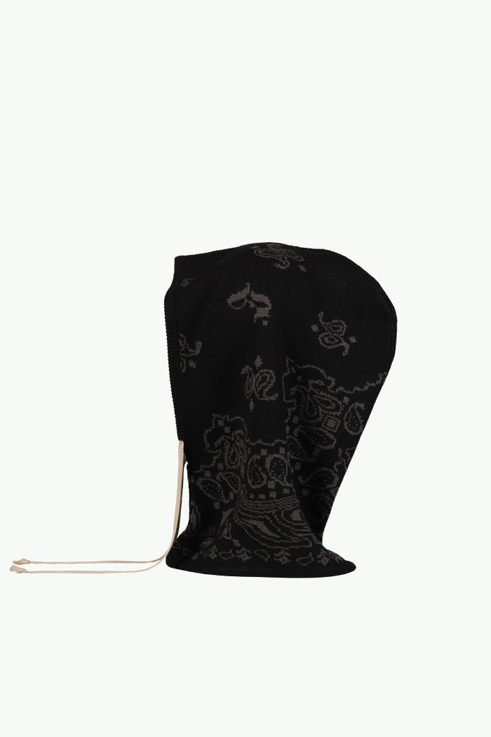 PAISLEY KNIT HOOD BALACLAVA / BLK GRY