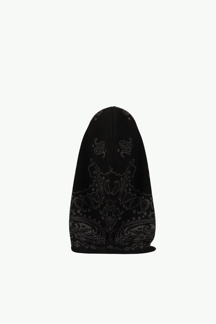 PAISLEY KNIT HOOD BALACLAVA / BLK GRY