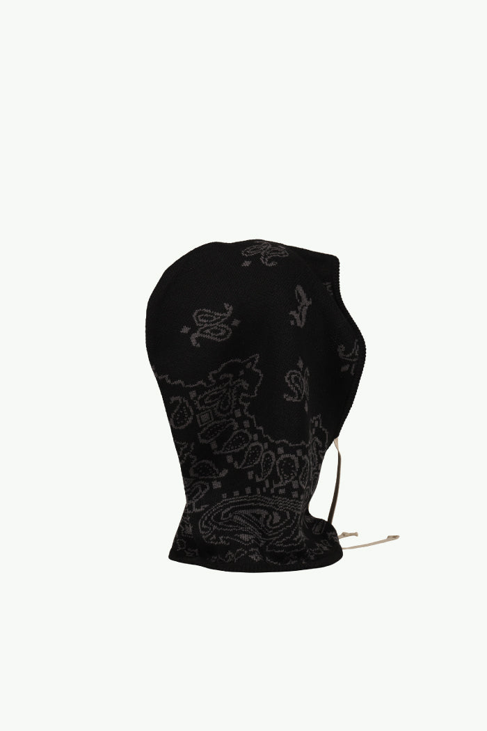 PAISLEY KNIT HOOD BALACLAVA / BLK GRY