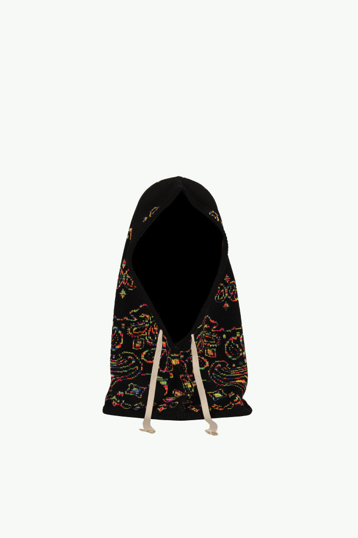 PAISLEY KNIT HOOD BALACLAVA / BLK MIX