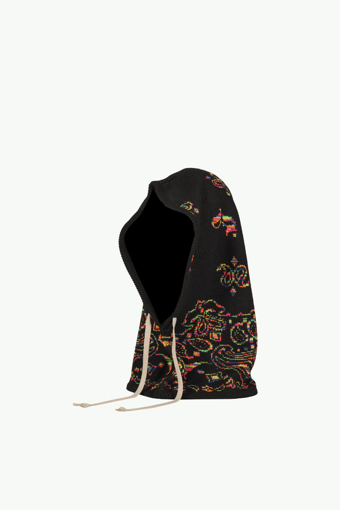 PAISLEY KNIT HOOD BALACLAVA / BLK MIX