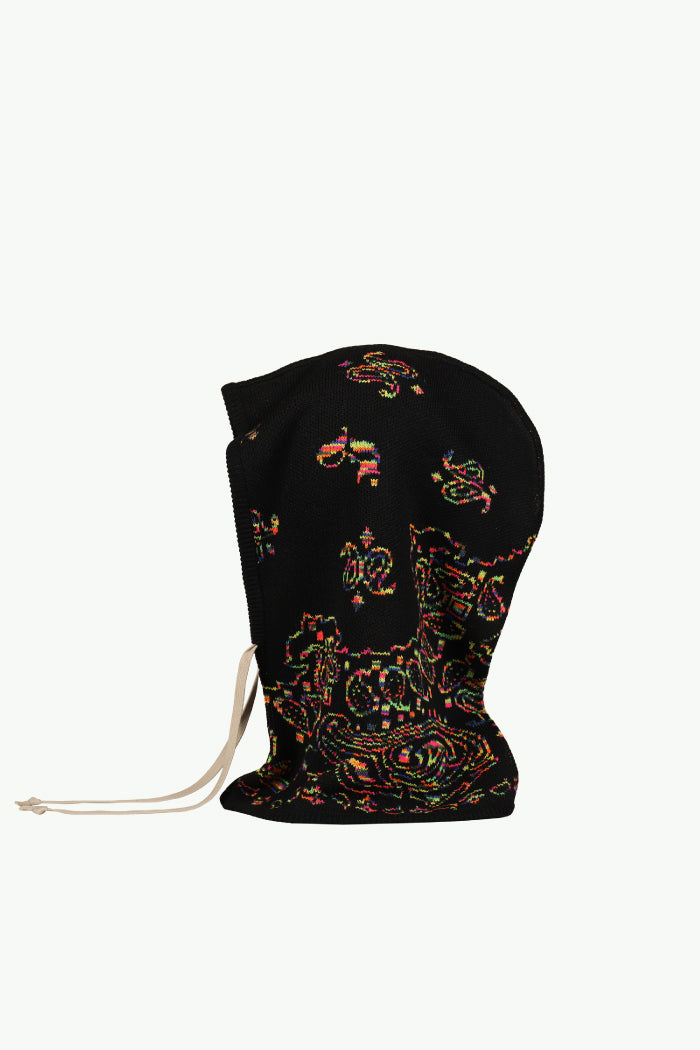 PAISLEY KNIT HOOD BALACLAVA / BLK MIX