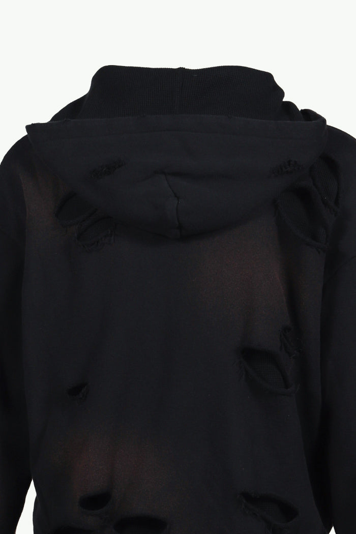 THERMAL LAYERED ZIP HOODIE / BLK