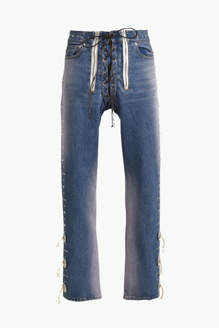 WESTERN STUDS DENIM PANTS / SKY IND