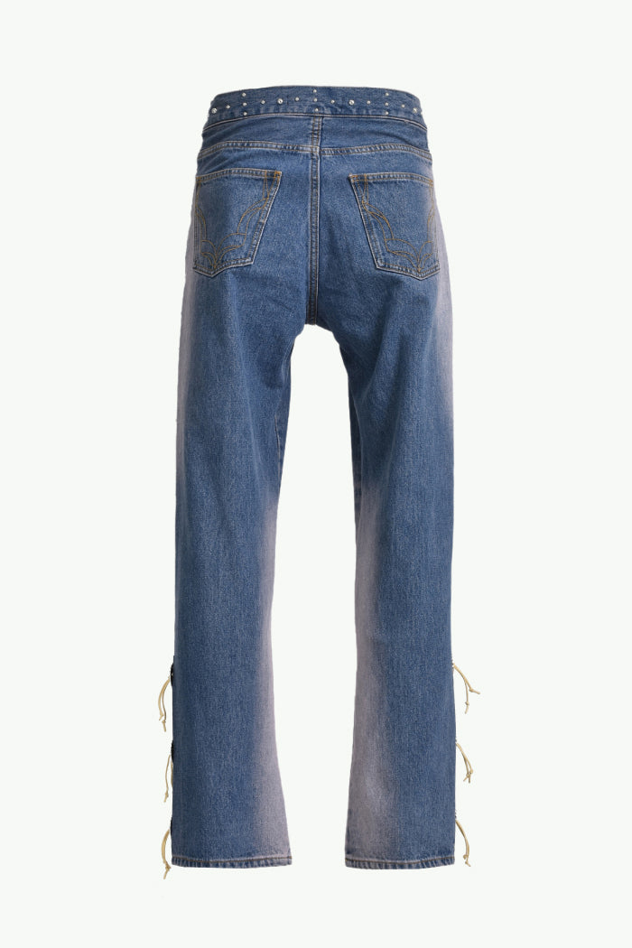 WESTERN STUDS DENIM PANTS / SKY IND