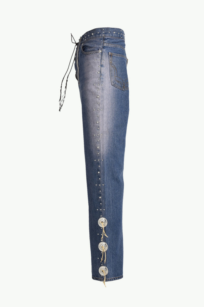 WESTERN STUDS DENIM PANTS / SKY IND