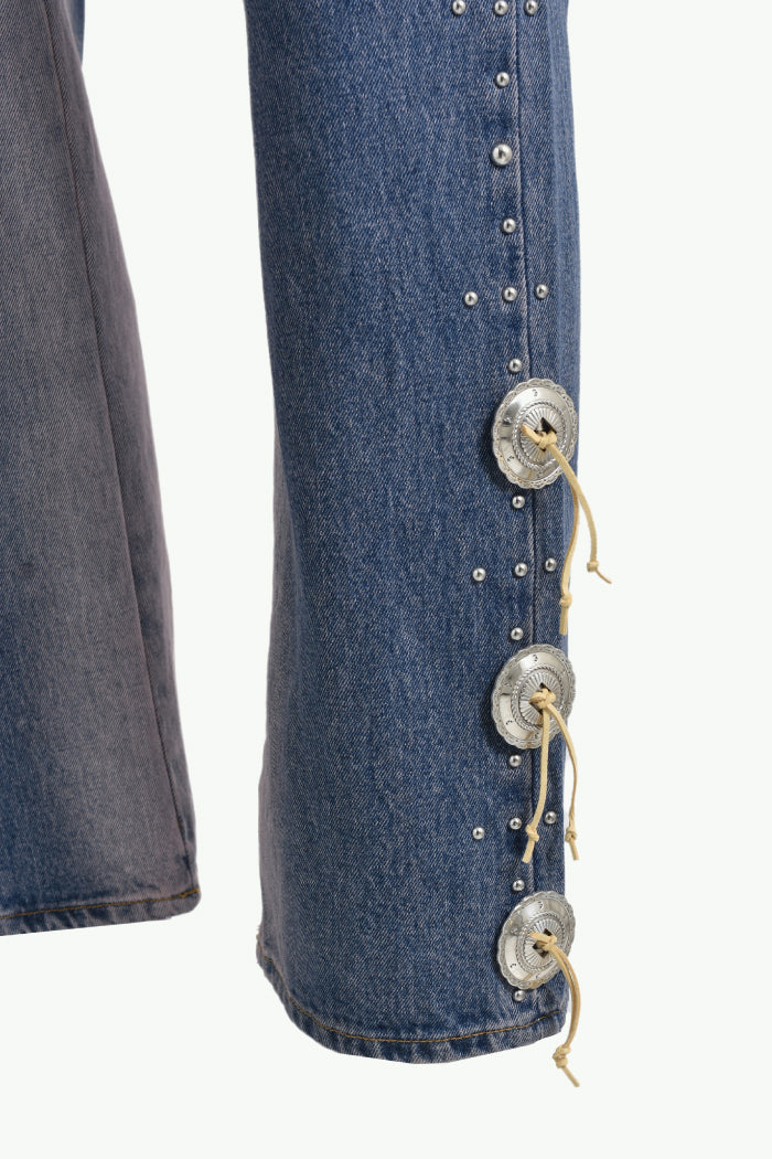 WESTERN STUDS DENIM PANTS / SKY IND